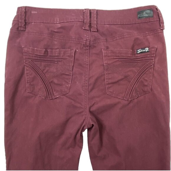 Seven7 High Rise Skinny Jeans Womens size 6 Skin Fit Denim Tapered Burgundy - Picture 4 of 16